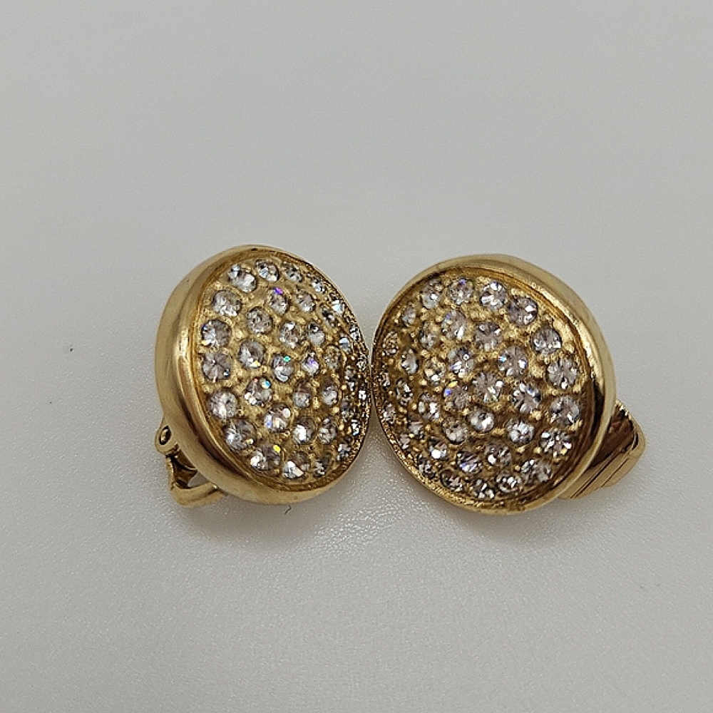 Dior Vintage Pave Crystal Clip Earrings